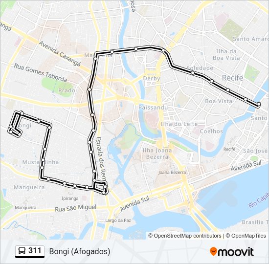 Mapa da linha 311 de ônibus