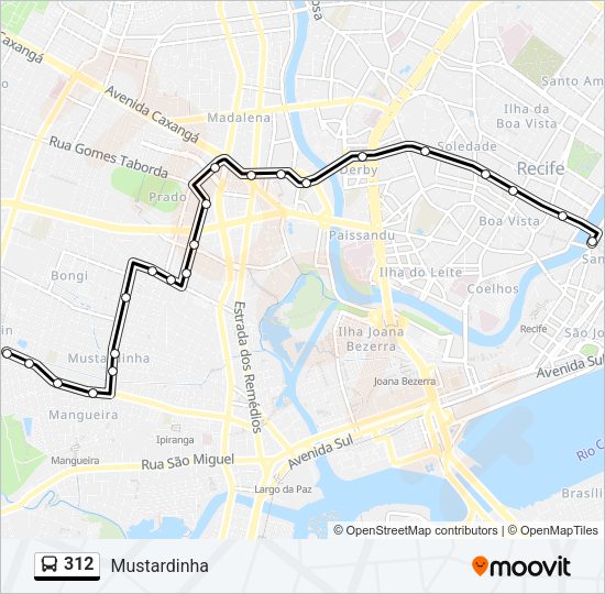 Mapa da linha 312 de ônibus