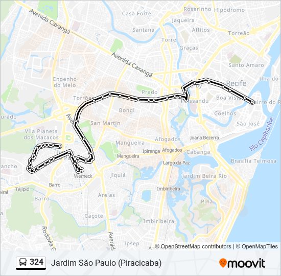 Mapa da linha 324 de ônibus