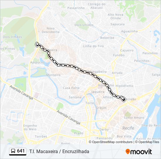 Mapa da linha 641 de ônibus