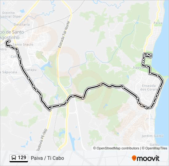 Mapa da linha 129 de ônibus