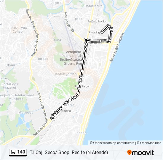 Mapa de 140 de autobús