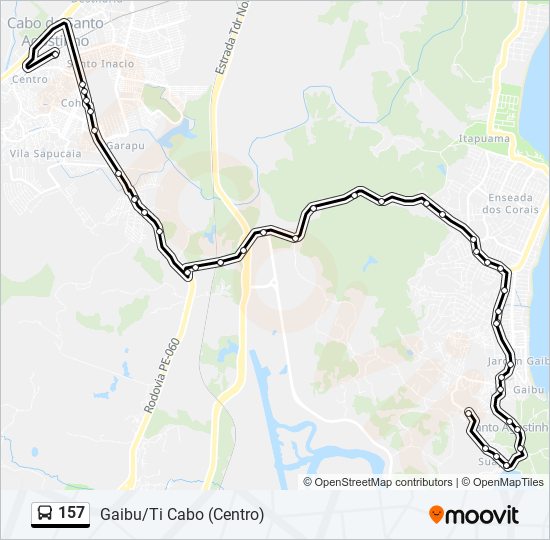 Mapa da linha 157 de ônibus