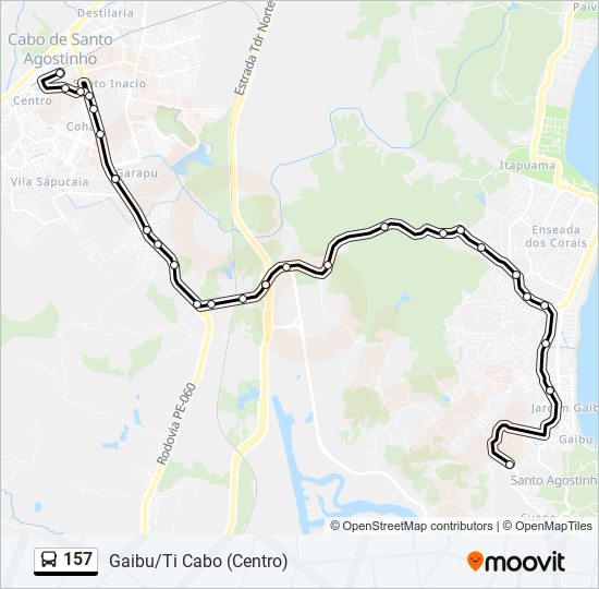 Mapa da linha 157 de ônibus