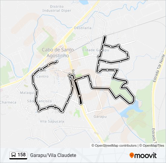 Mapa da linha 158 de ônibus