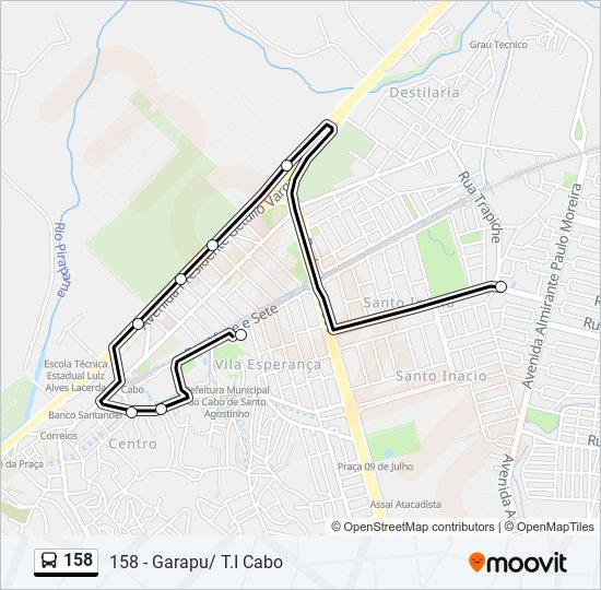 Mapa da linha 158 de ônibus