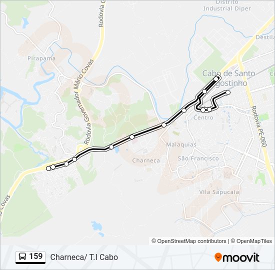 Mapa da linha 159 de ônibus