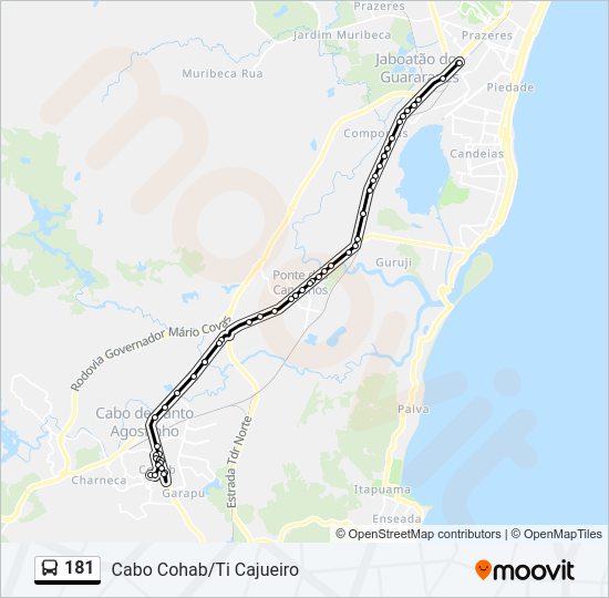 Mapa da linha 181 de ônibus