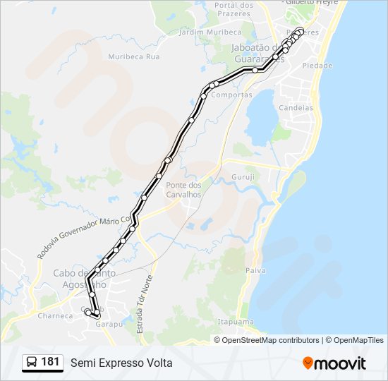 Mapa da linha 181 de ônibus