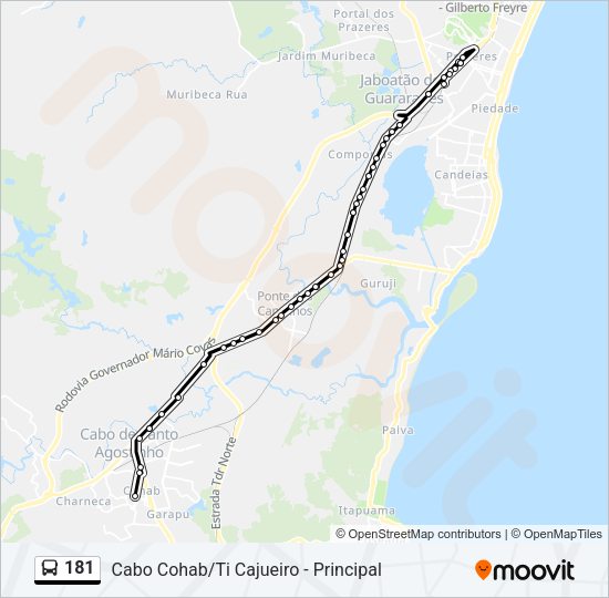 Mapa da linha 181 de ônibus