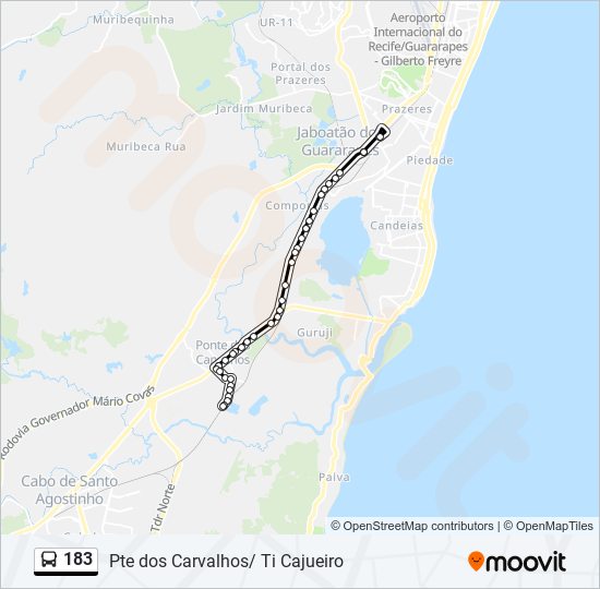 183 bus Line Map