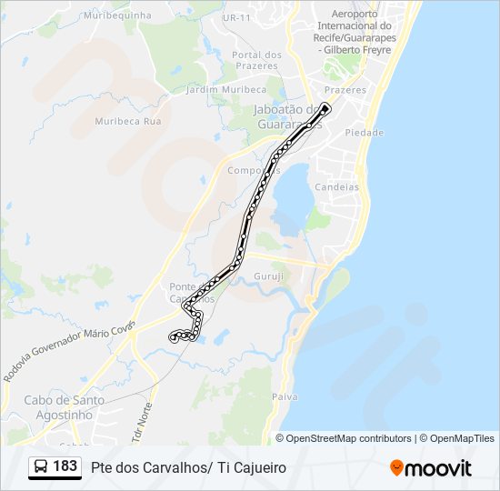 183 bus Line Map