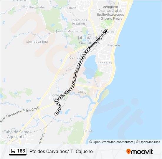 183 bus Line Map