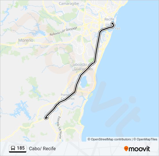 Mapa da linha 185 de ônibus