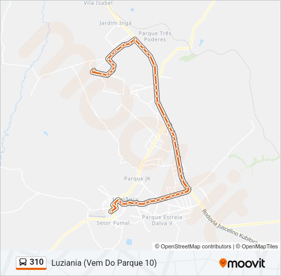 Mapa da linha 310 de ônibus
