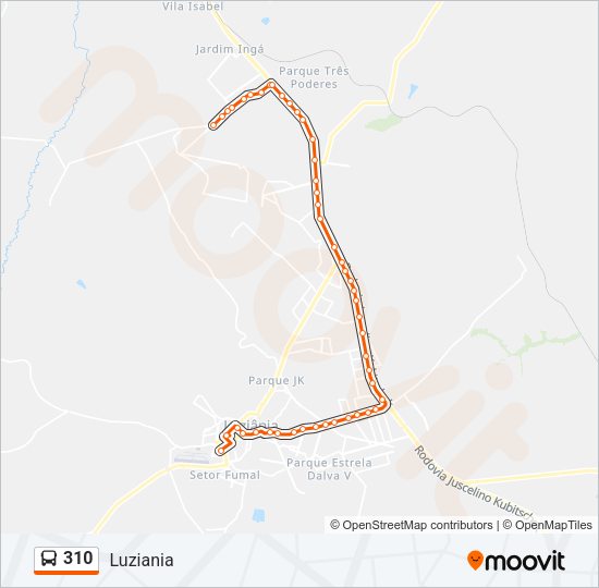 Mapa da linha 310 de ônibus