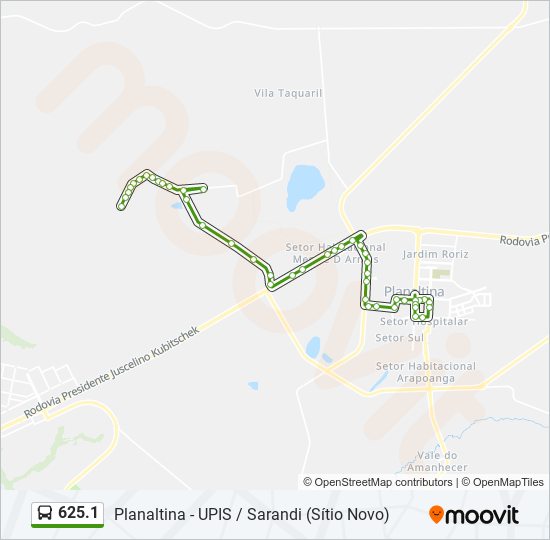 625.1 bus Line Map