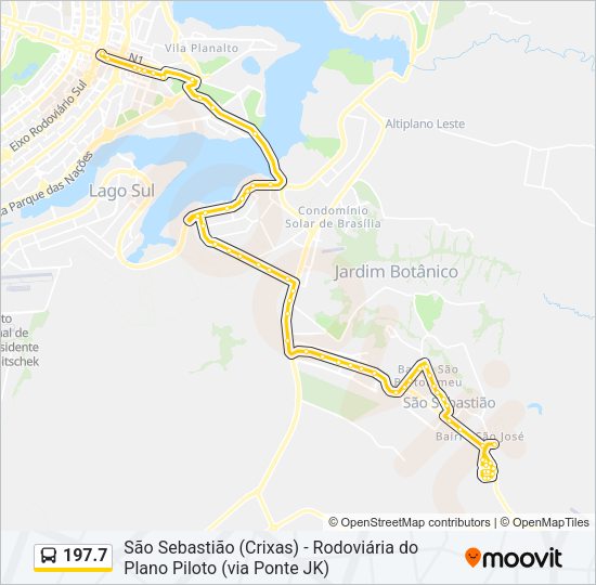 Mapa da linha 197.7 de ônibus