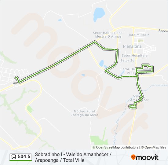 Mapa da linha 504.5 de ônibus