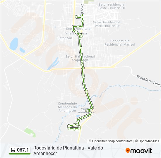 Mapa de 067.1 de Ônibus