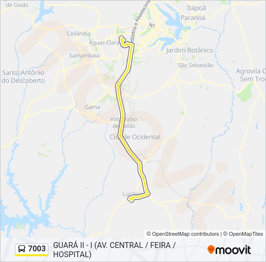 Mapa da linha 7003 de ônibus