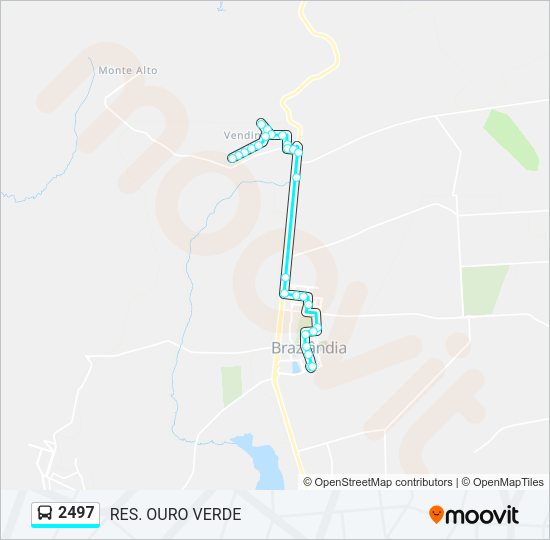 Mapa da linha 2497 de ônibus