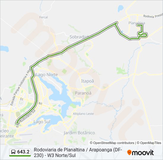 Mapa da linha 643.2 de ônibus