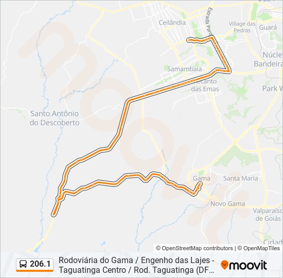 Mapa da linha 206.1 de ônibus