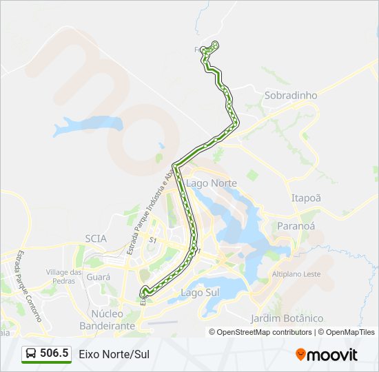 Mapa da linha 506.5 de ônibus
