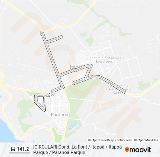 Mapa da linha 141.2 de ônibus
