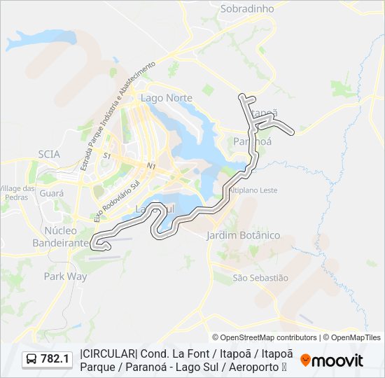 Mapa da linha 782.1 de ônibus