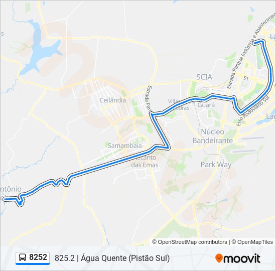 Mapa da linha 8252 de ônibus