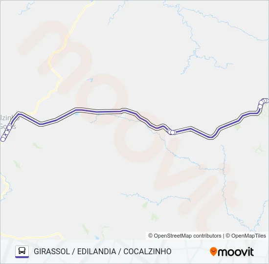 COCALZINHO / EDILANDIA / GIRASSOL Bus Line Map
