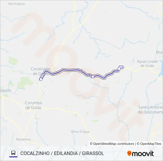 COCALZINHO / EDILANDIA / GIRASSOL Bus Line Map
