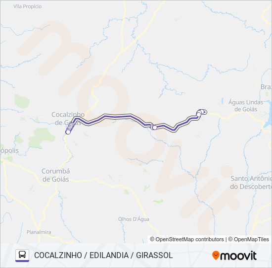 Mapa de COCALZINHO / EDILANDIA / GIRASSOL de autobús