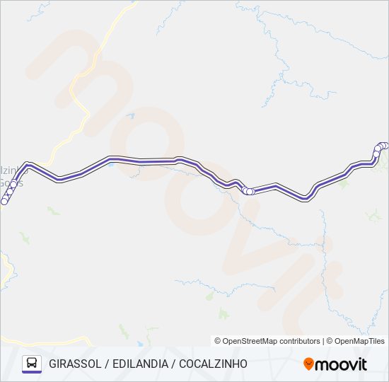 Mapa da linha COCALZINHO / EDILANDIA / GIRASSOL de ônibus