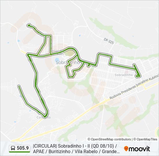 Mapa da linha 505.9 de ônibus