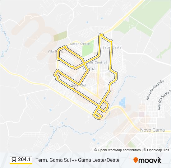 Mapa da linha 204.1 de ônibus