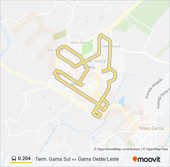 Mapa da linha 0.204 de ônibus