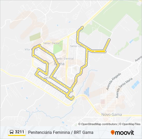 Mapa da linha 3211 de Bus