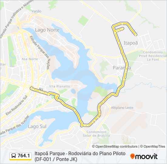 Mapa da linha 764.1 de ônibus