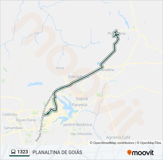 Mapa da linha 1323 de ônibus