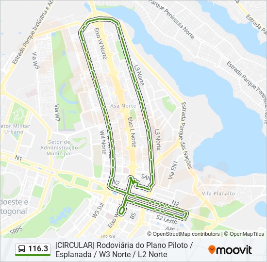 116.3 bus Line Map