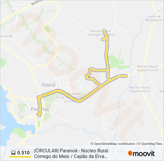 Mapa da linha 0.510 de ônibus