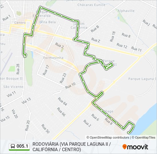 Mapa da linha 005.1 de ônibus