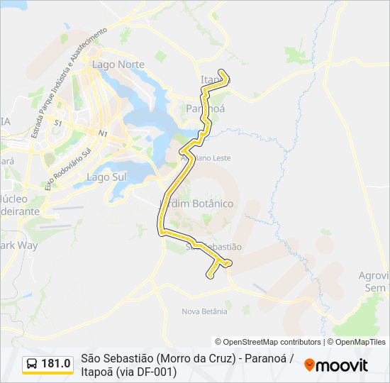 Mapa da linha 181.0 de ônibus