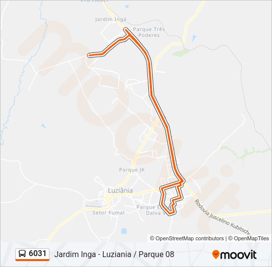Mapa da linha 6031 de ônibus
