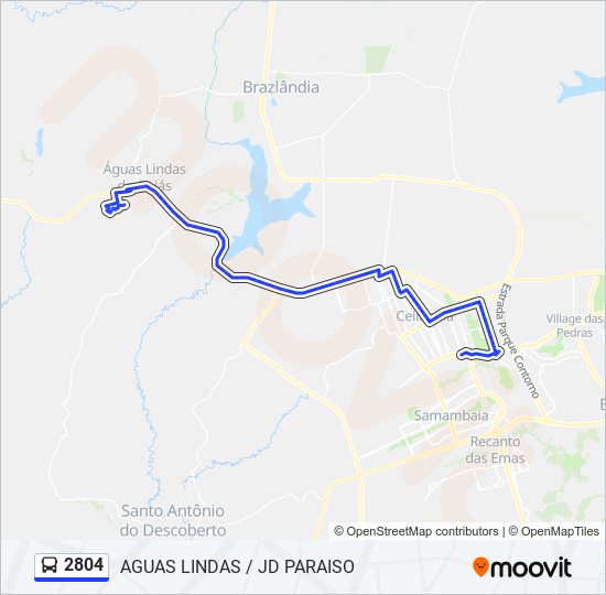 Mapa da linha 2804 de ônibus