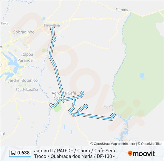 Mapa da linha 0.638 de ônibus