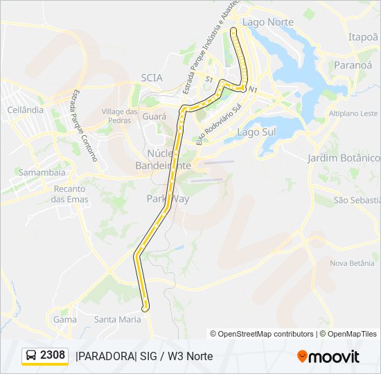 Mapa de 2308 de autobús